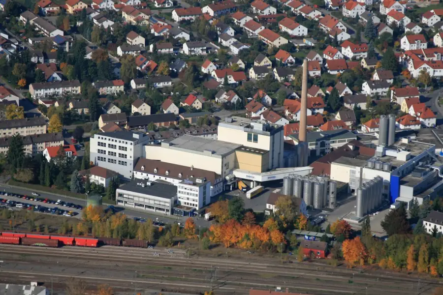 Luftaufnahme des Produktionsstandorts in Buchloe in 2009.
